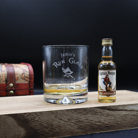 Personalised Engraved Rum Glass Tumbler & Miniature Rum Bottle Gift Set
