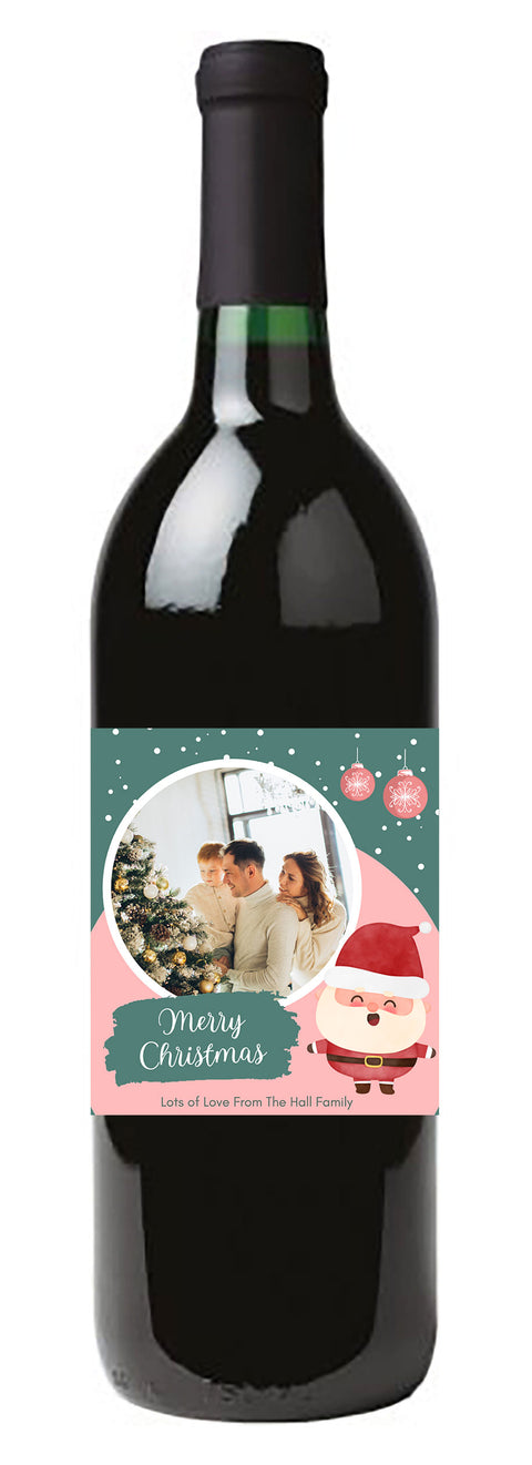 Personalised Wine Bottle Label - Christmas Santa Photo Design