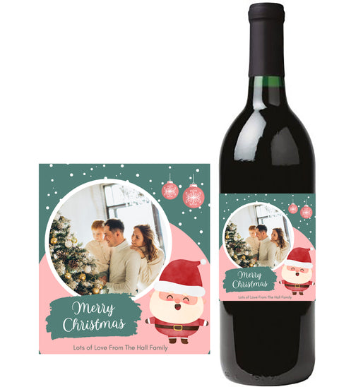 Personalised Wine Bottle Label - Christmas Santa Photo Design