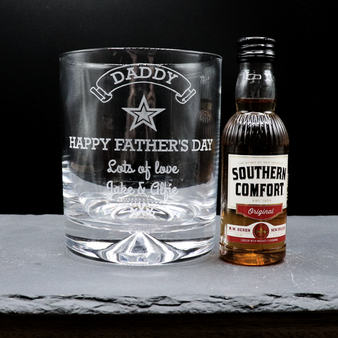 Personalised Glass Tumbler & Miniature Alcohol - Fathers Day Design