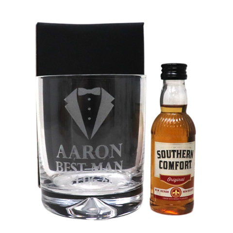Personalised Best Man Wedding Glass Tumbler & Miniature Alcohol Gift Set