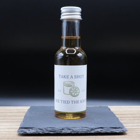 Personalised Miniature Alcohol Bottles Wedding Favours - Take A Shot Lime Design