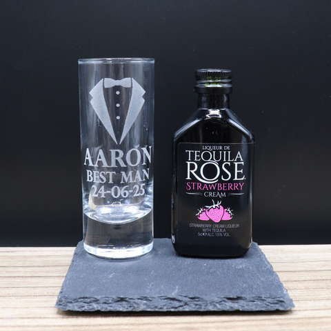 Personalised Best Man Wedding Shot Glass & Miniature Alcohol Gift Set