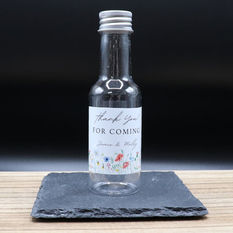 Personalised Miniature Alcohol Bottles Wedding Favours  - Thank You Wild Flowers Design