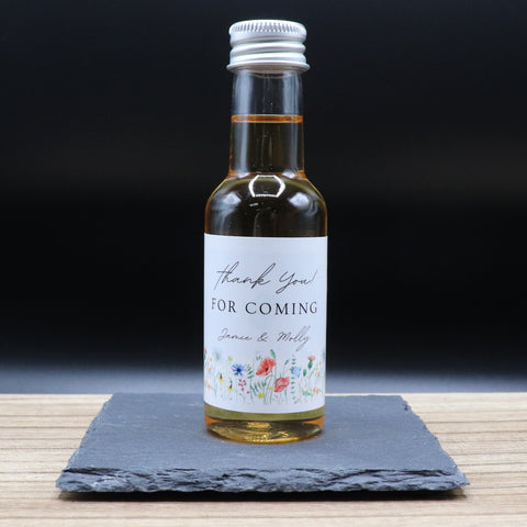 Personalised Miniature Alcohol Bottles Wedding Favours  - Thank You Wild Flowers Design