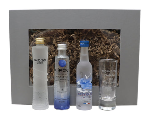 Personalised Tall Shot Glass & Premium Vodka in Presentation Gift Box