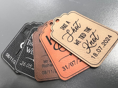 Personalised Drink Me Design Faux Leather Wedding Favour Gift Tags