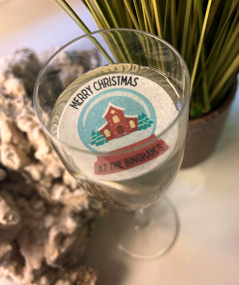 Personalised Snow Globe Christmas Design Edible Drink Toppers