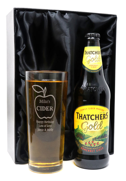 Personalised Pint Glass & Cider Gift Set - Apple Cider Design