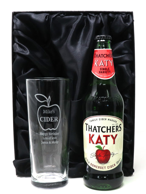 Personalised Pint Glass & Cider Gift Set - Apple Cider Design