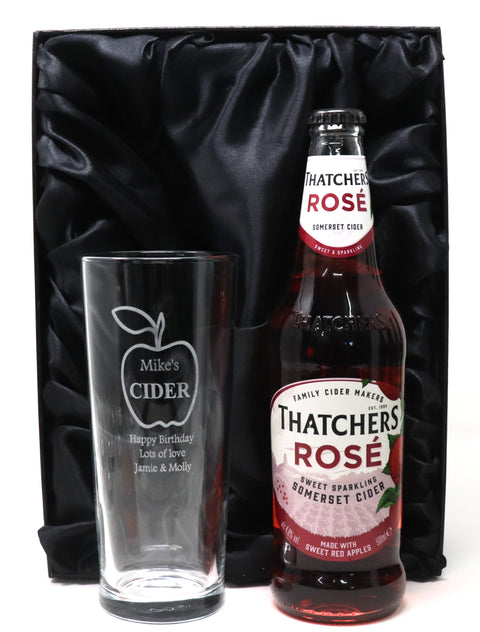 Personalised Pint Glass & Cider Gift Set - Apple Cider Design