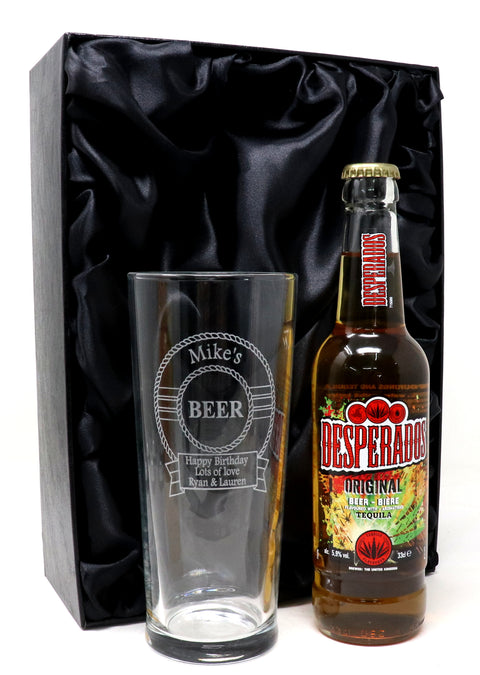 Personalised Pint Glass & Beer Gift Set - Beer Design