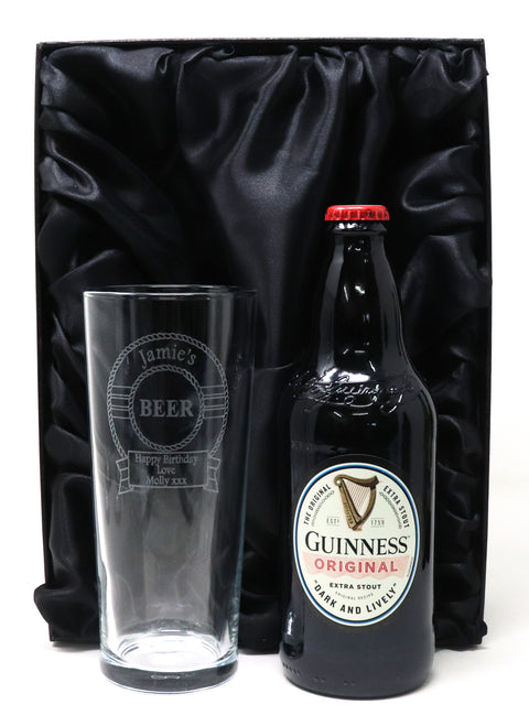Personalised Pint Glass & Beer Gift Set - Beer Design