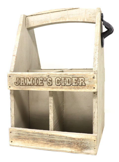 Personalised Wooden 4 Bottle Beer/Cider Carrier