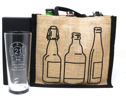 Personalised Birthday Pint Glass & 6 Bottles of Cider Gift Set