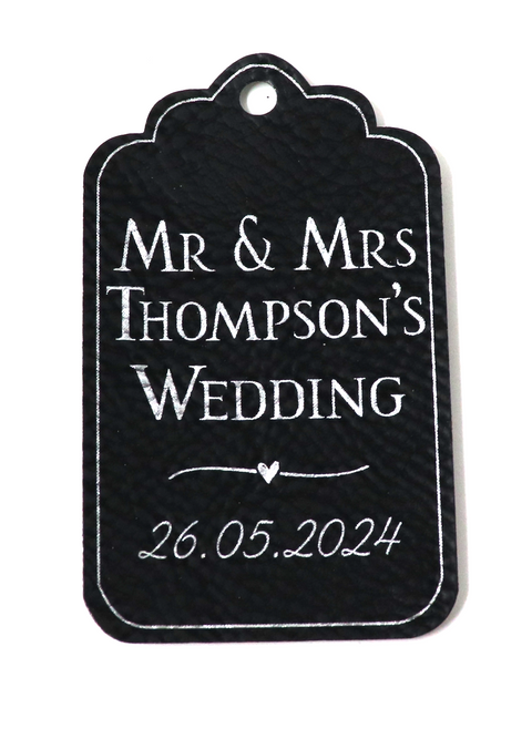 Personalised Wedding Design Faux Leather Wedding Favour Gift Tags