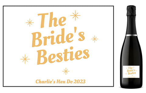 Personalised Prosecco Bottle Label - The Bride's Besties Hen Do Design