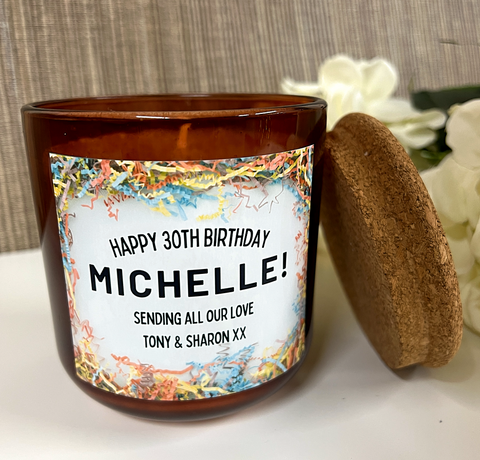 Personalised Birthday Shred Design Scented Candle