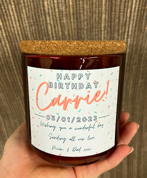 Personalised Birthday Sprinkles Design Scented Candle