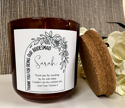 Personalised Bridesmaid Flower Arch Design Scented Candle
