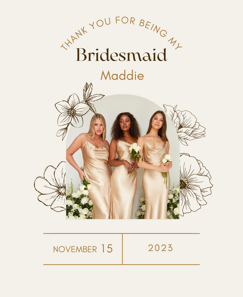 Personalised Wine Bottle Label - Bridesmaid Photo Design