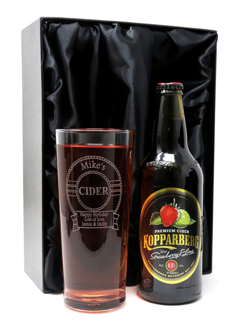 Personalised Pint Glass & Cider Gift Set - Cider Design