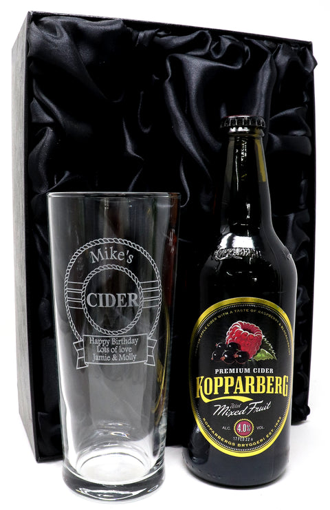 Personalised Pint Glass & Cider Gift Set - Cider Design