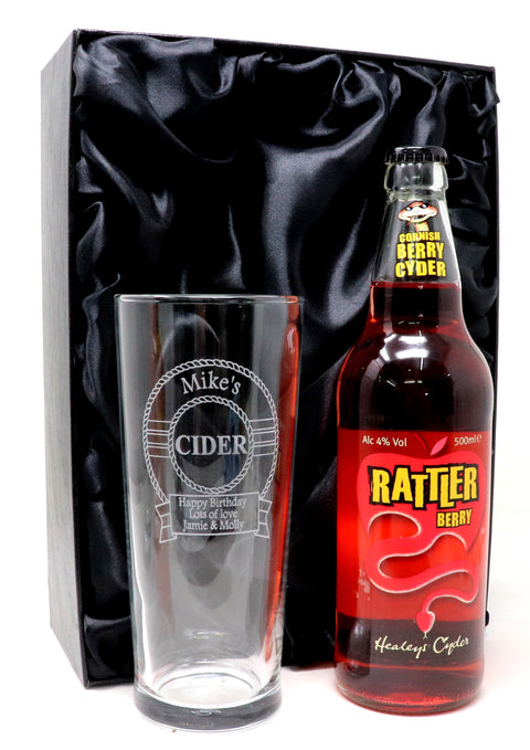 Personalised Pint Glass & Cider Gift Set - Cider Design
