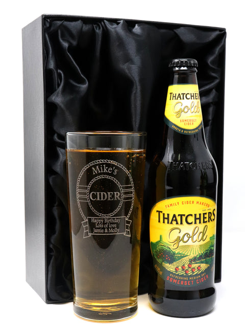 Personalised Pint Glass & Cider Gift Set - Cider Design