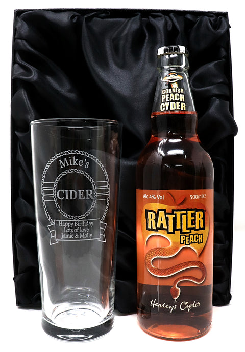 Personalised Pint Glass & Cider Gift Set - Cider Design