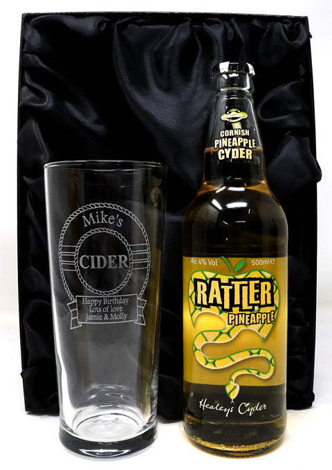 Personalised Pint Glass & Cider Gift Set - Cider Design