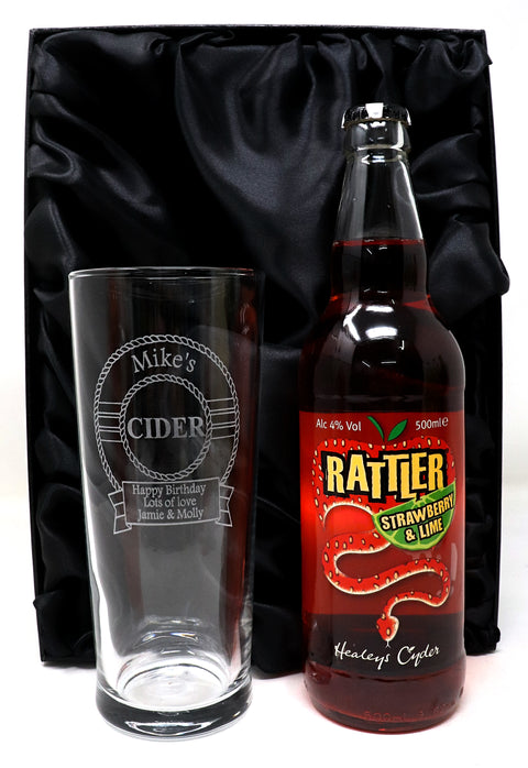 Personalised Pint Glass & Cider Gift Set - Cider Design