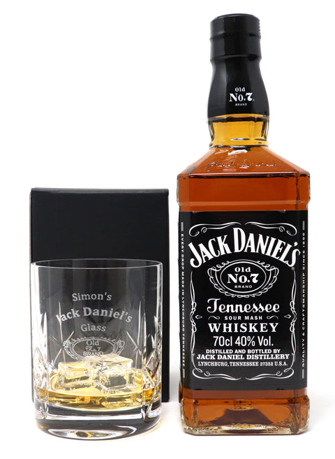 Personalised Crystal Glass Tumbler & 70cl Jack Daniels - Jack Daniels Design