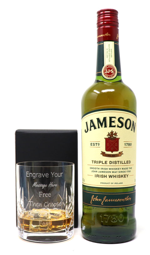 Personalised Crystal Glass Tumbler & 70cl Jameson Irish Whisky
