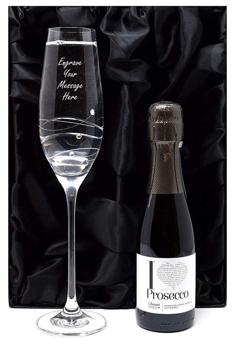 Personalised Diamante Flute Glass & Prosecco