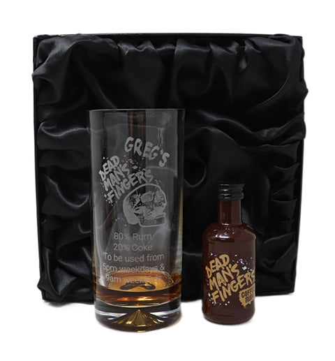 Personalised Highball Glass & Miniature - Dead Man's Fingers Design