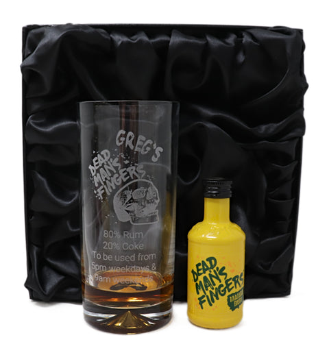 Personalised Highball Glass & Miniature - Dead Man's Fingers Design