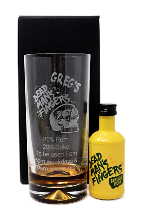 Personalised Highball Glass & Miniature - Dead Man's Fingers Design
