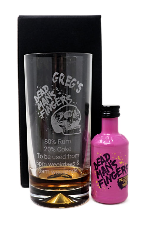 Personalised Highball Glass & Miniature - Dead Man's Fingers Design