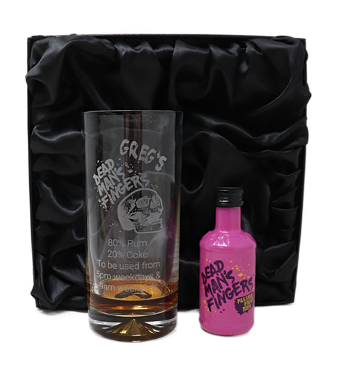 Personalised Highball Glass & Miniature - Dead Man's Fingers Design