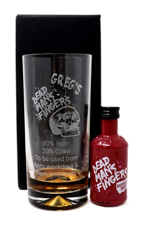 Personalised Highball Glass & Miniature - Dead Man's Fingers Design