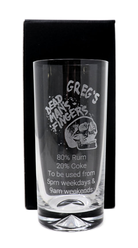 Personalised Highball Glass & 70cl Rum - Dead Man's Fingers Design