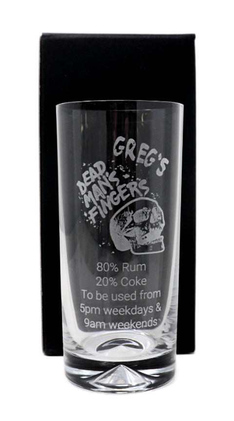 Personalised Pair of Highball Glasses & 70cl Dead Man's Fingers Coffee Rum - DMF Design