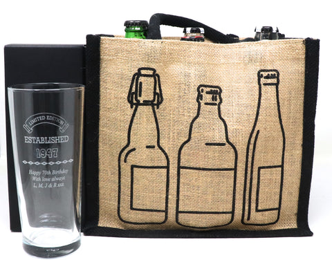Personalised Established Birthday Pint Glass & 6 Bottles of Cider Gift Set