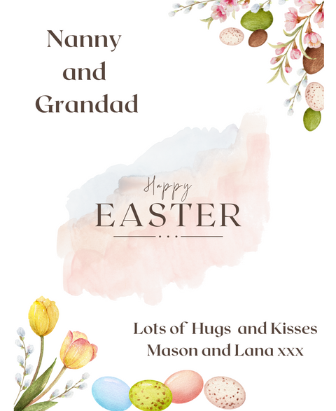 Personalised Wine Bottle Label - Easter Tulips Design