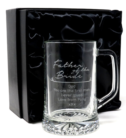 Personalised Pint Glass Tankard - Father of the Bride/Groom Wedding Design