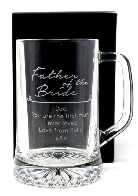 Personalised Pint Glass Tankard - Father of the Bride/Groom Wedding Design