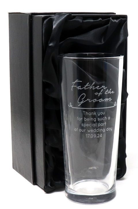 Personalised Engraved Pint Glass - Father of the Bride/Groom Wedding Design