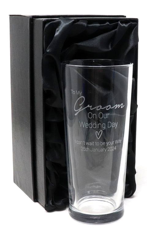 Personalised Pint Glass - Groom Wedding Design