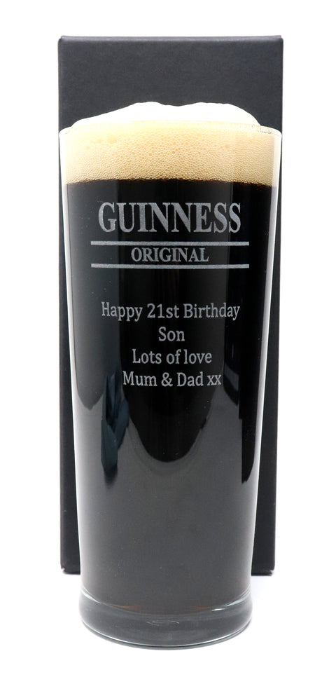 Personalised Pint Glass & Guinness - Guinness Design